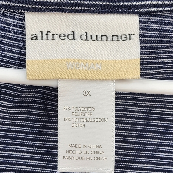 Alfred Dunner Women's Embroidered Flowers Mini Stripe Knit Top - 3X - Picture 4 of 7